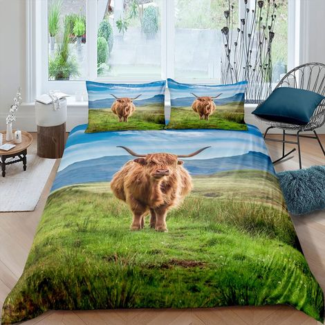 Housse de couette 135 x 200 cm pour adultes, garçons, adolescents, hommes, animaux rustiques, motif montagne, décoration de chambre à coucher (1/5)