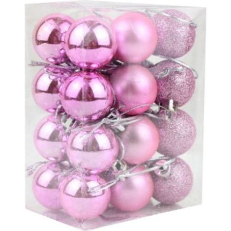 Boule de Noël Rose Décorations de Sapin - 24 Pièces Ornements Incassables avec Anneau de Suspension pour Fêtes et Célébrations (1/4)