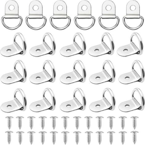 Lot de 20 anneaux d'arrimage pliables en acier inoxydable 304, anneaux d'arrimage pour remorque, crochet d'arrimage, avec 20 vis (1/5)
