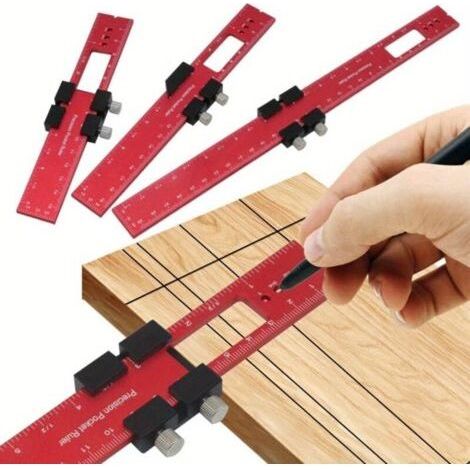 Precision Pocket Metal Sliding Marking Ruler Metric Inch Measuring Ruler Measuring Tools for Scribing Work Aluminum Alloy 200mm (1/5)