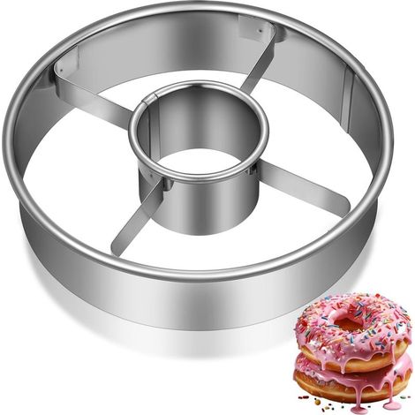 Donut-shaped cookie cutters – Stainless steel cookie cutter – Round – Mousse mold – Chocolate mold – Reusable baking tool for the kitchen (1/5)