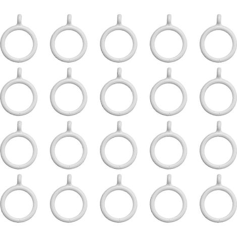 Anneaux de rideaux en plastique blanc, forme de gourde avec œillet, diamètre intérieur 25 mm, diamètre extérieur 35 mm, lot de 20, compatibles avec les tringles à rideaux standard (1/5)