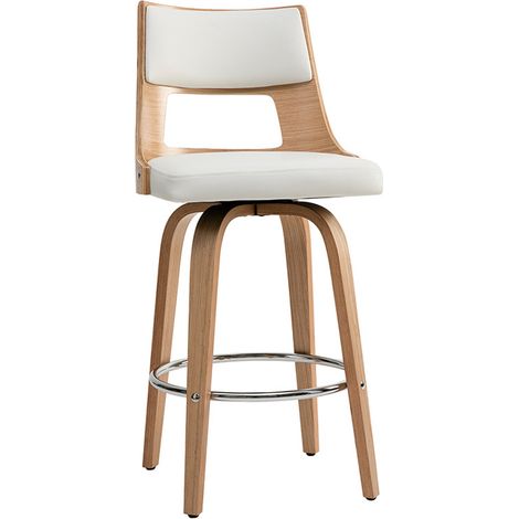 Sgabello da bar scandinavo bianco e legno chiaro GARBO (1/5)