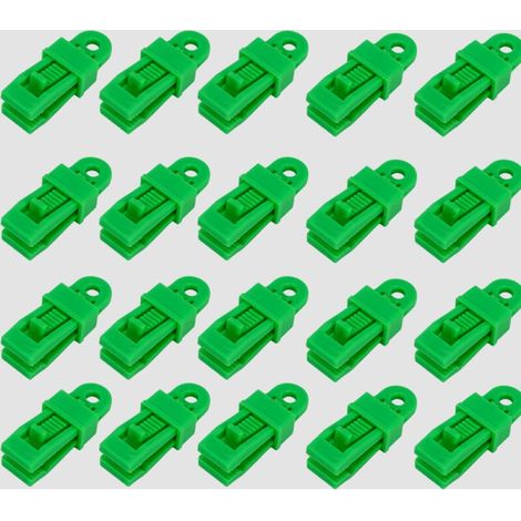 Set mit 20 verstellbaren Zeltplanenclips, robust und vielseitig, für Markisen, Zelte, Pavillons und Camping, grün (1/5)