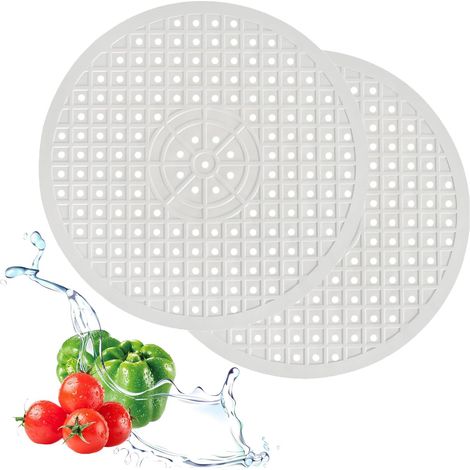 2 Pièces Tapis Évier, Caoutchouc Blanc Rond 31cm, Pliable Découpable, Pour Cuisine Salon