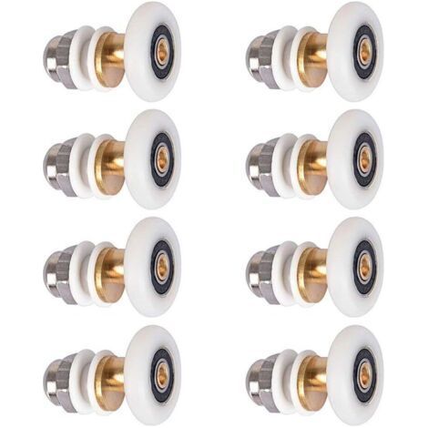 FENOPLASTICARouleaux de porte de douche 23mm, roues de douche coureurs poulies de fixation pièces de rechange de porte coulissante en verre 8pcs (1/5)