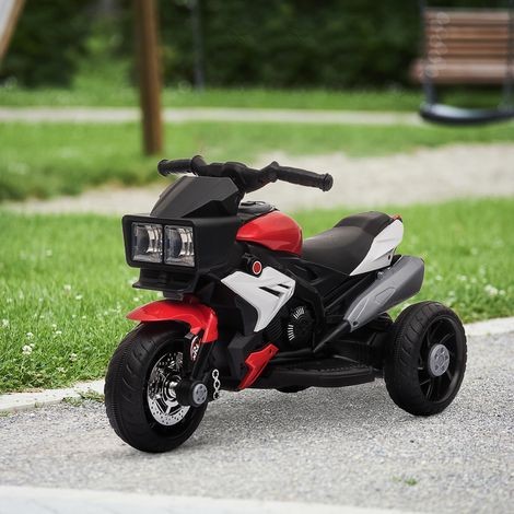 Moto électrique pour enfants 3-5 ans 6V (max. 25kg) - rouge - scooter enfants avec 3 roues - lumières et sons - vitesse 3km/h - 86x42x52cm (1/4)