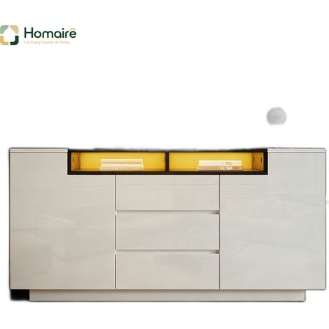 Flur- Garderobenschrank weiß aus Spanplatte und Polyester 140 x 40 x 68 cm HOMAIRE (1/5)