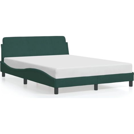 Lit double,Lit adulte,Cadre de lit Dover vert foncé 140x190 cm velours CFW5895855 (1/5)