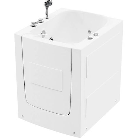 Home Deluxe - Bañera con asiento para personas mayores con función de hidromasaje VITAL L - 85 x 95 cm posición lateral: izquierda
