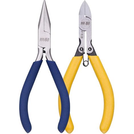 Kit d'outils de bricolage en 2 pièces pour maquettes en métal, comprenant des ciseaux professionnels et une pince à bec fin pour l'assemblage de puzzles métalliques, ainsi qu'un kit d'outils de découp (1/3)