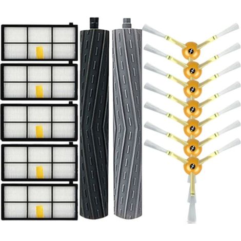 iRobot Roomba Ersatzteile für Roomba 800 900 960 980 890 805 880 Serie Zubehör, 5 Roomba Filter, 7 Roomba Ersatzbürsten, 2 Sets iRobot Pa Multi-Surface Gummibürsten (1/4)