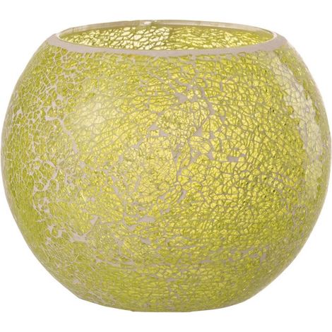 Photophore Rond Déco "Mosaïques" 20cm Jaune (1/4)
