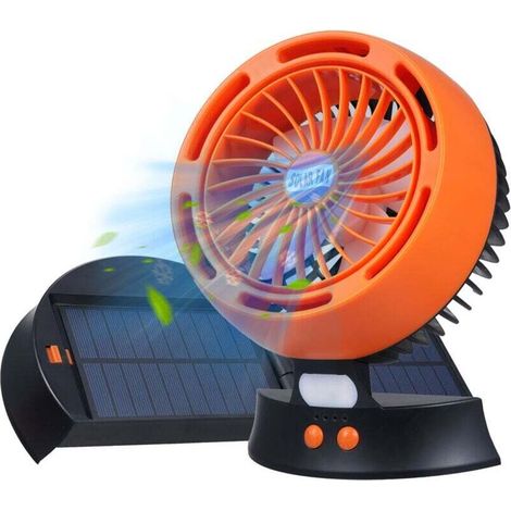 5W Ventilateur Solaire,Ventilateur Camping avec Panneau Solaire,4 Vitesses Ventilateur Portable,Ventilateur de Table USB Batterie Rechargeable Ventilateur à Pile avec Lanterne à LED (1/4)