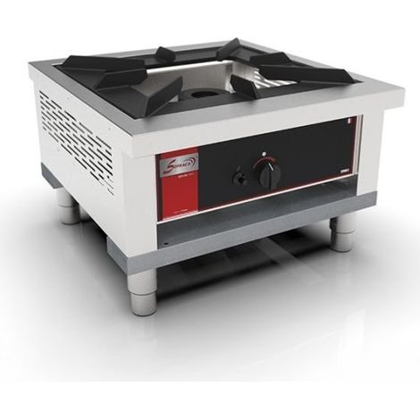 Réchaud gaz PRO grille en fonte réversible pour cuisson classique et wok, sur pieds réglables, 14 000 W, GAZ