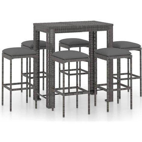 Maison Exclusive - Set muebles bar jardín 7 piezas y cojines ratá (1/5)
