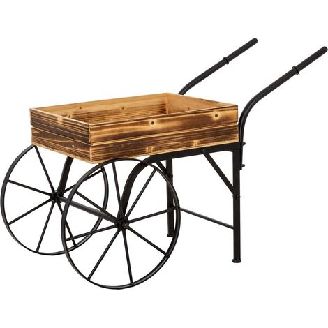 Carro macetero de madera marrón 96x45x63h cm