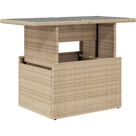 Maison Exclusive - Gartentisch mit Glasplatte Beige 100x55x73 cm
