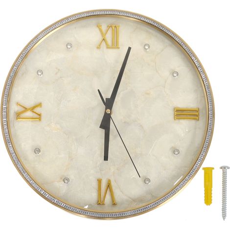 Jeffergarden Horloge murale rétro unique, silencieuse, résistante à la rouille, décorative, à suspendre, pour la maison, le salon, la chambre à coucher, strass blancs, grand (φ35 cm) (1/5)