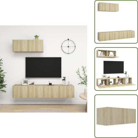 Meubles TV 3 pcs Chêne sonoma Bois d'ingénierie - Meuble Tv Mural - Meuble Télé Suspendue - Étagère Murale - Rangement Tv - Armoire Hifi (1/5)