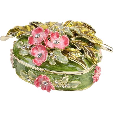 Metal Jewelry Organizer, Excellent Enamel Craftsmanship, Versatile Storage, Oval Zinc Alloy Trinket Box for Earrings, Rings and Necklaces (1/5)