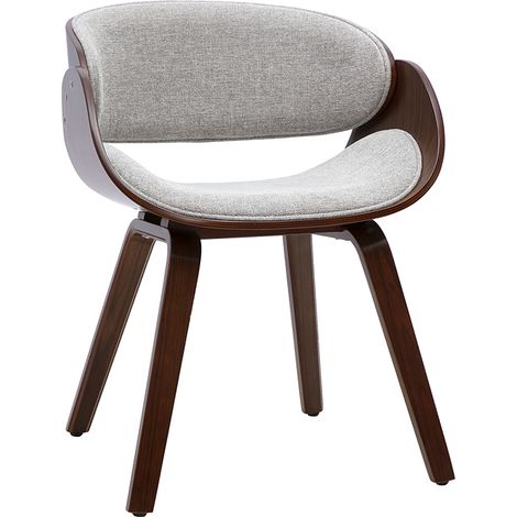 Design-Stuhl aus Stoff in strukturierter Samtoptik grau und dunklem Holz BENT (1/5)