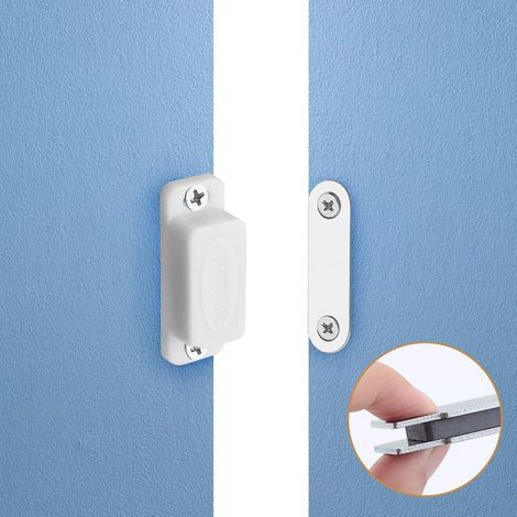 Pack of 12 extra strong magnetic latches, white magnetic door latches, magnetic door catches, magnetic door closers for cabinet doors and furniture (1/2)