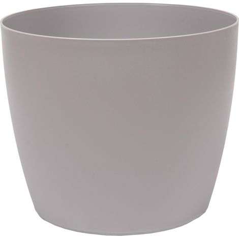 Vaso da fiori in plastica con coperchio rotondo, liscio, grigio, 19 cm, Mati (1/2)
