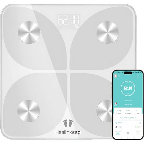 Pèse Personne Impedancemetre, Pèse Personne Connectée Bluetooth avec App, Balance Numérique Intelligente pour Graisse Corporelle, avec 13 Données Corporelles, Partage de Données, pour IOS et Android (1/5)