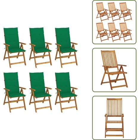 Klappbare Gartenstühle 6 Stk. mit Auflagen Massivholz Akazie - Gartenstühle - Holz Gartenstühle - Outdoor Möbel - Balkonmöbel - Terrassenmöbel (1/5)