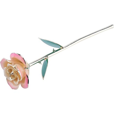 Roses à longues tiges plaquées or 24 carats, présentées dans un coffret cadeau avec support (roses blanches/roses, avec support) (1/2)