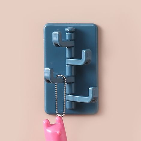 Selbstklebende Wandhaken, 15 blaue drehbare Saugnapfhaken, ultrastarke, nahtlose Klebehaken, wasser- und ölbeständige Wandhaken.
