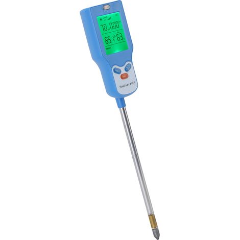 Analyseur de sol numérique 6 en 1 avec écran LCD : mesure le pH, la température, l’ensoleillement, l’humidité et la fertilité des jardins, des exploitations agricoles et des pelouses. (1/5)