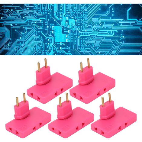 Adaptateur 3 Prises EU 180° sans Fil, 5Pcs Convertisseur de Voyage EU, 110‑250V Rouge Rose (1/5)