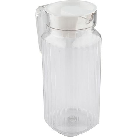 800 ml Acryl-Saftflasche, transparent, gestreift, mit Deckel, für eiskaltes Wasser und Säfte, ideal für Bars und den Gebrauch zu Hause. (1/5)