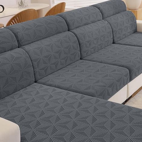 Stretch Sofa Cushion Cover, Universal Sofa Cushion Cover, Non-Slip Sofa Seat Cover, Sofa Backrest Cover (Large, Light Grey) (1/3)