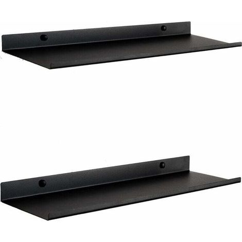 Etagere Murale Flottante Noire Set 2 Tablette Murale Metallique 50 cm, Fixation Invisible pour Livres, Objets, Deco Murale Etagere Salle de Bain, Salon, Cuisine, Chambre ou Etagere Bureau (1/4)