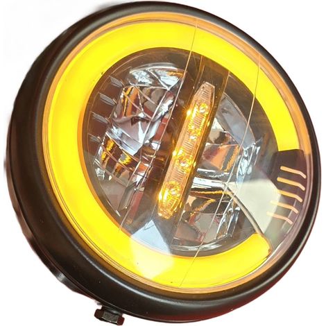 Faro LED redondo universal para motocicleta TopX de 4 pines y 18 cm.