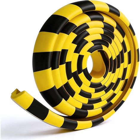 Protector de bordes autoadhesivo en forma de L - 5 m - Amarillo/negro - NBR - Protección de bordes amortiguadora para garajes, almacenes, talleres, paredes, techos y escaleras. (1/5)