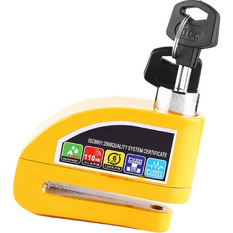 Antivol antivol disque moto scooter vélo frein sécurité alarme sonore jaune serrure véhicule protection antivol renforcé (1/5)