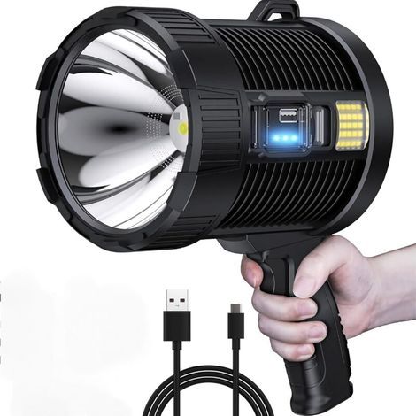 Projecteur rechargeable, lampe torche 100000 lumens à main grande lampe de poche projecteur s (1/4)