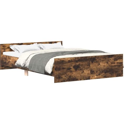 Lit double Lit adulte Cadre de lit sans matelas chêne fumé 150x200 cm (1/5)