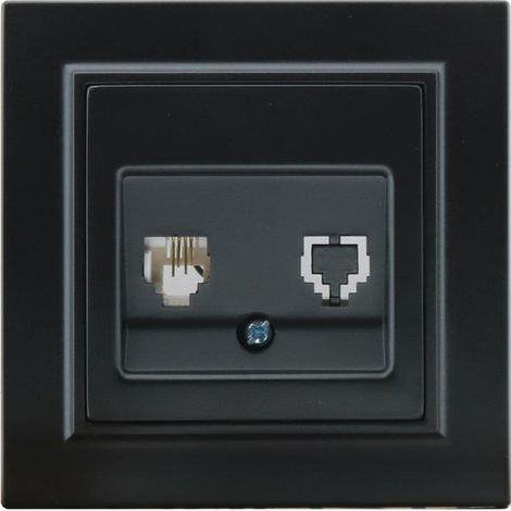 IluminaShop - Modulo Empotrable Toma Telefono Negro Marco Incluido IP20 Serie wLine (1/3)