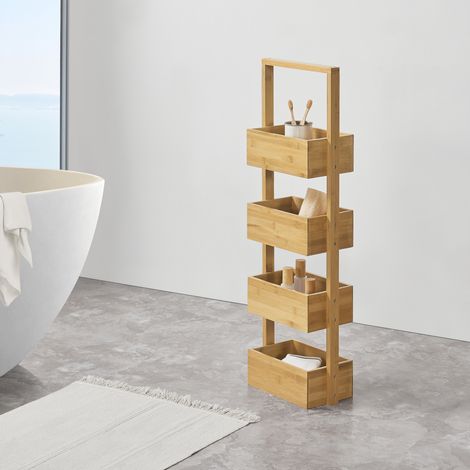 Estantería de bambú con 4 estantes Bardu 28 x 16 x 88 cm [en.casa] (1/5)