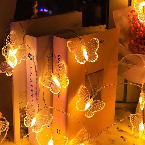Guirlande Lumineuse Papillon - 20 LED Étanche - 3 m - Alimentation sur Piles AA - Pour Jardin Extérieur Fête Mariage Noël (1/5)