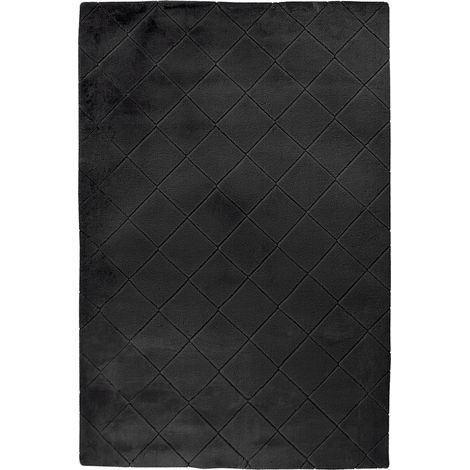 Tapis noir ultra doux à relief losange tufté - 230 x 160 cm (1/5)