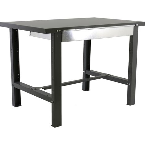 SimonRack Banco da Lavoro con Cassetto Telescopico a Chiusura Ammortizzata – Piano in Metallo 35 mm – Portata 600 kg – 830x1200x730 mm – Tavolo Fai da Te – Antracite – BT-6