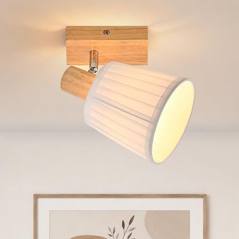 ZMH Spot Plafond E14 1 Lumière, Bois et Métal Noir, Orientable 350°, Style Vintage (1/5)