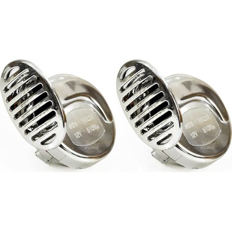 Bocina cromada 12V 2 piezas CHR-01 amio-01715