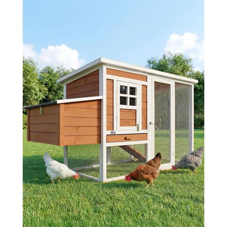 Poulailler en bois pour jardin extérieure 183x103x75cm Cage Canard avec Nichoir Modèle Ida